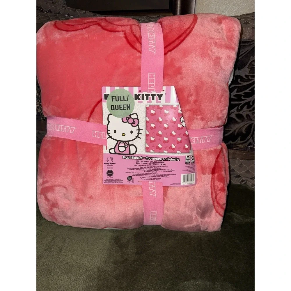Two Queen And Twin Hello Kitty With Pink  Bow Valentines Day Blankets